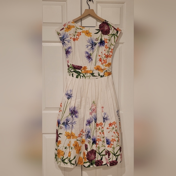 eShakti custom white background multi color floral summer dress, small. - Picture 1 of 8